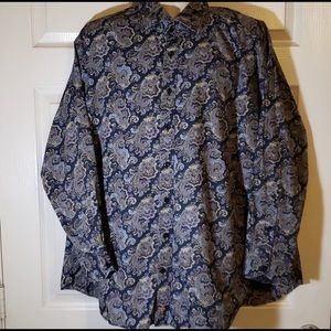 Thomas dean 3x long sleeve paisley button shirt